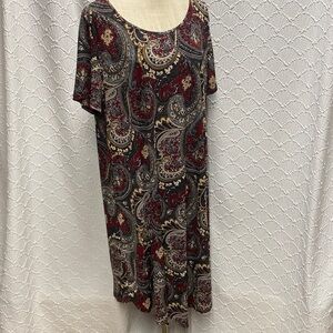 SJS‎ size 2X Multicolor Paisley soft stretch casual dressy elegant burgundy tan